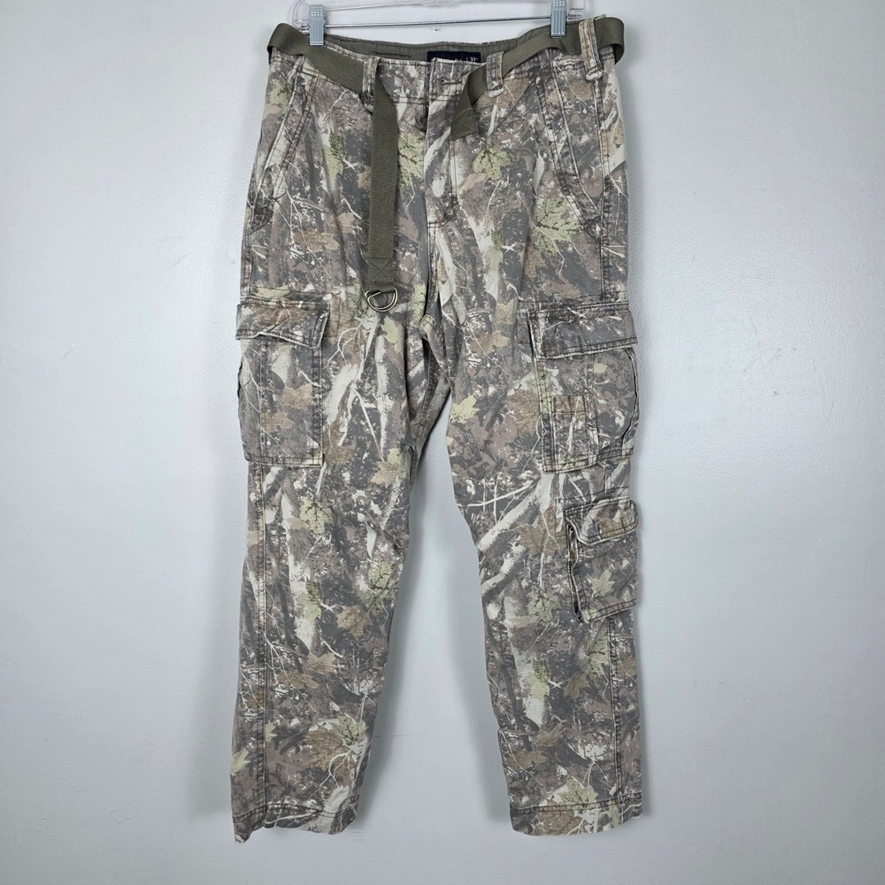 Abercrombie & Fitch Camo Cargo Pants Mens 34x29 Loose Fit Y2K Utility Belt